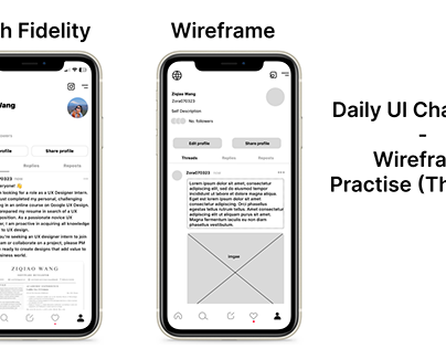 Daily UI Challenge - Wireframe Practise (Threads)