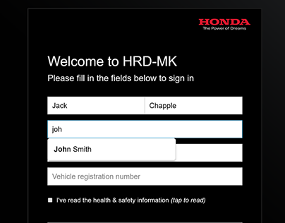 Honda Visitors iPad Guestbook