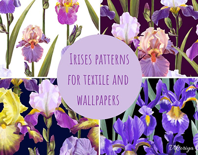 Irises Patterns For Textile And Wallpapers