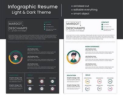 Infographic Resume Design (Light & Dark Theme)