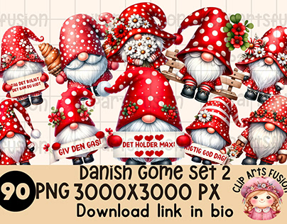 Danish Gnomes Clipart Set | Watercolor Danish Nome
