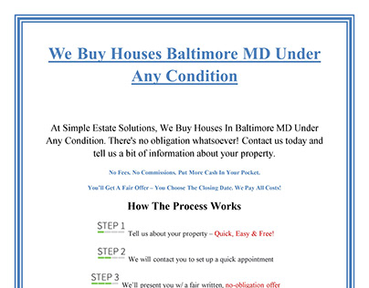 We Buy Houses Baltimore MD Under Any Condition