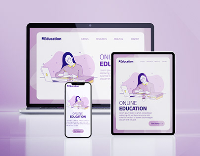 Landing page illustration for online education