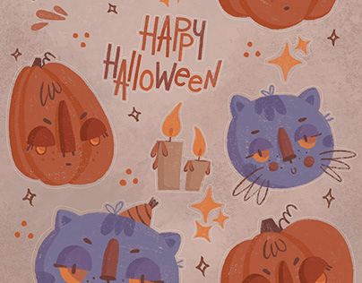 Cute Halloween Stickers & Postcards