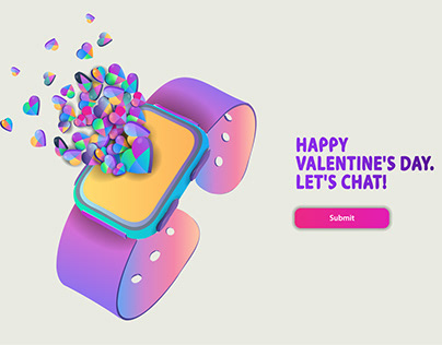 A lot of little hearts fly out of colored smart watches