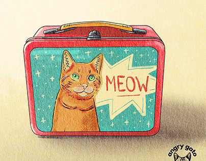 Retro "Meow" Cat Lunchbox