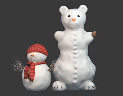3d model: Set of snowmen