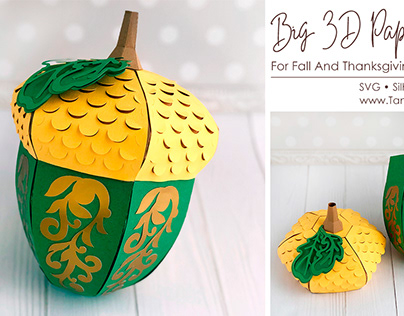 Big 3D Paper Acorn For Fall And Thanksgiving Decoration