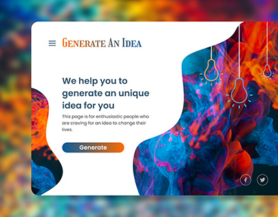 "Generate An Idea" Landing Page Design