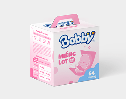 Recreate the packaging for the "Bobby" diaper brand