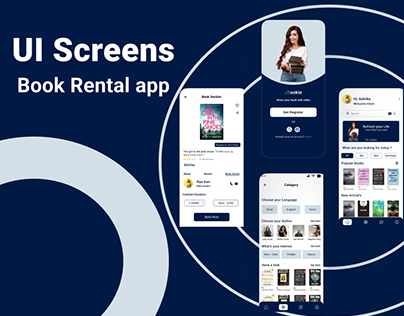 UI screens of book rental aap