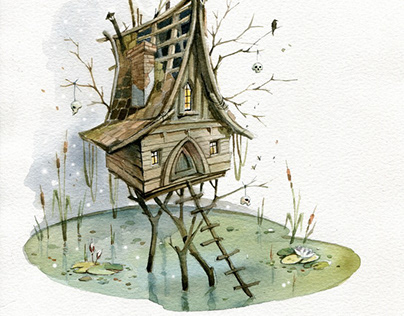 "Witch house" (book illustration, fairy tale)