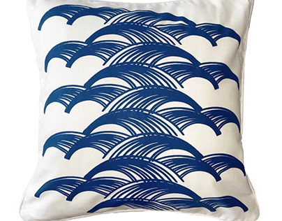 Waves screenprinted cushion