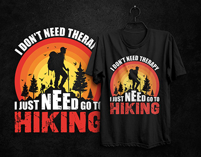 Hiking T-shirt Designs, Sunset, Vintage T-shirt Design