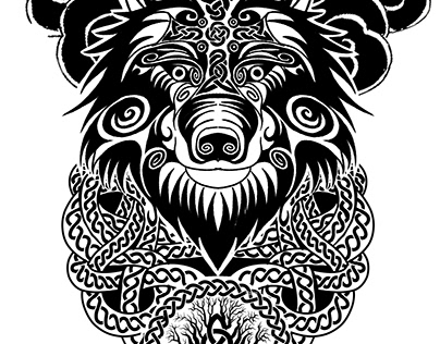Tatto design celtic wolf