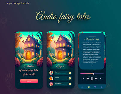 Concept mobile app design "Audio Fairy Tales"