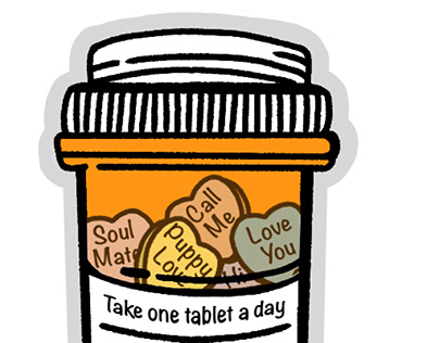 Candy heart pill bottle sticker