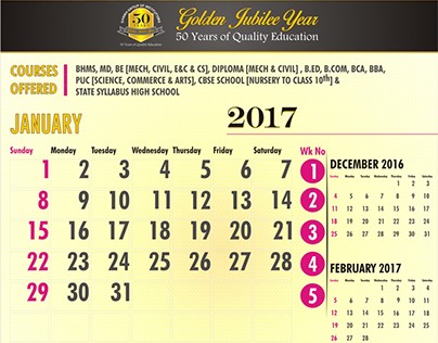 calendar design for Shaikh Group of Institutions