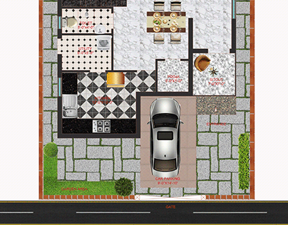 RESIDENTIAL BUILDING-GROUND FLOOR 2D VIEW