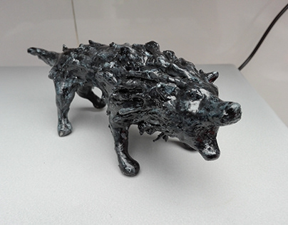 Clay Wolf Sculpture (hand-made)
