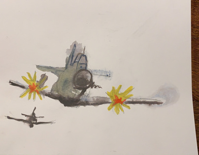 Watercolor with planes