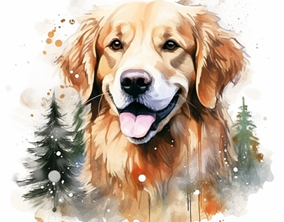 Cute Golden Retriever dog christmas