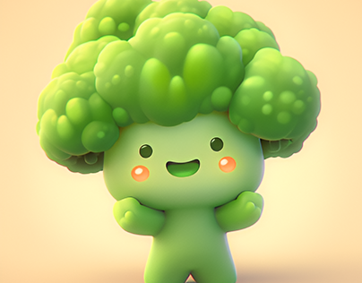 3D Cute Broccoli Vegetables Character