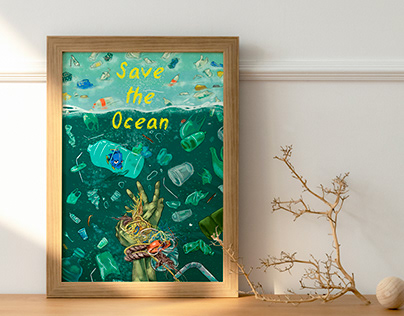 Plastic pollution oceane / Social poster