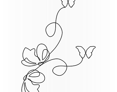 Butterfly one line continuous vector art drawing