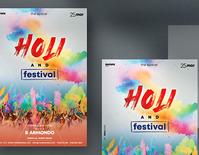 Holi Festival Event Flyer Template (PSD)