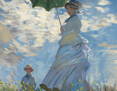 Versión Digital "Mujer con Sombrilla" por Claude Monet.