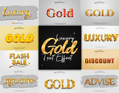 Editable Luxury Gold 3D Text Effect with Smart Object
