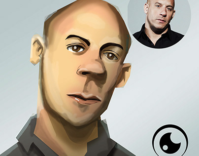 caricature of Vin Diesel