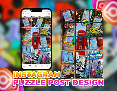 Instagram puzzle feed and grid post design