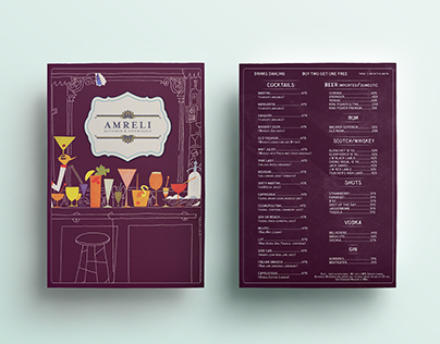 Menu Design - Amreli Kitchen & Cocktails