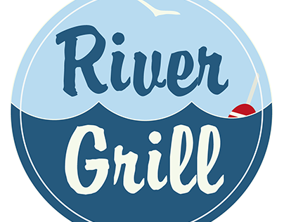 "River Grill" bar Logo design