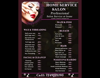 Pamphlet for a freelance beautician