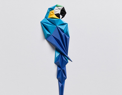 Blue Macaw, Paper Artwork