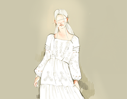 White linen dress with embroidery