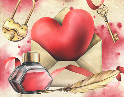 Passionate clip art Valentine’s Day watercolor