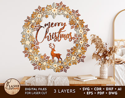 WREATH CHRISTMAS Multilayer Laser Cut Files