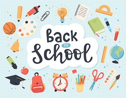 Back to school elements and lettering vector