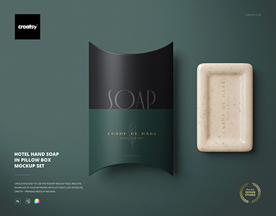 Hotel Hand Soap in Pillow Box Mockup Set