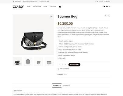 Saumur Bag Product Page Design
