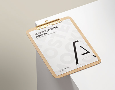 Clipboard With A4 Paper / Poster Mockup