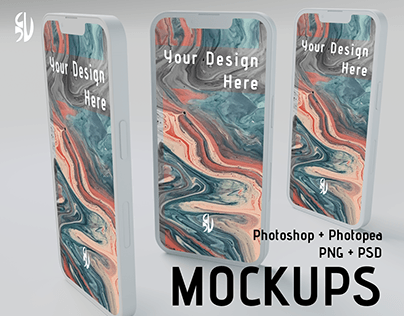 iPhone 14 Clay mockup | 10 poses | customisable colours