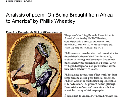 Text: Analysis of poem by Phillis Wheatley