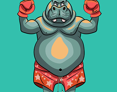 Boxer Hippo Character Design