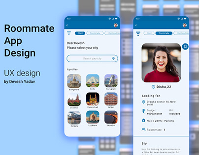 Roommate App UX design And Low-fi wireframes
