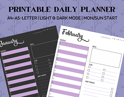 Undated Daily Printable Planner | Purple
